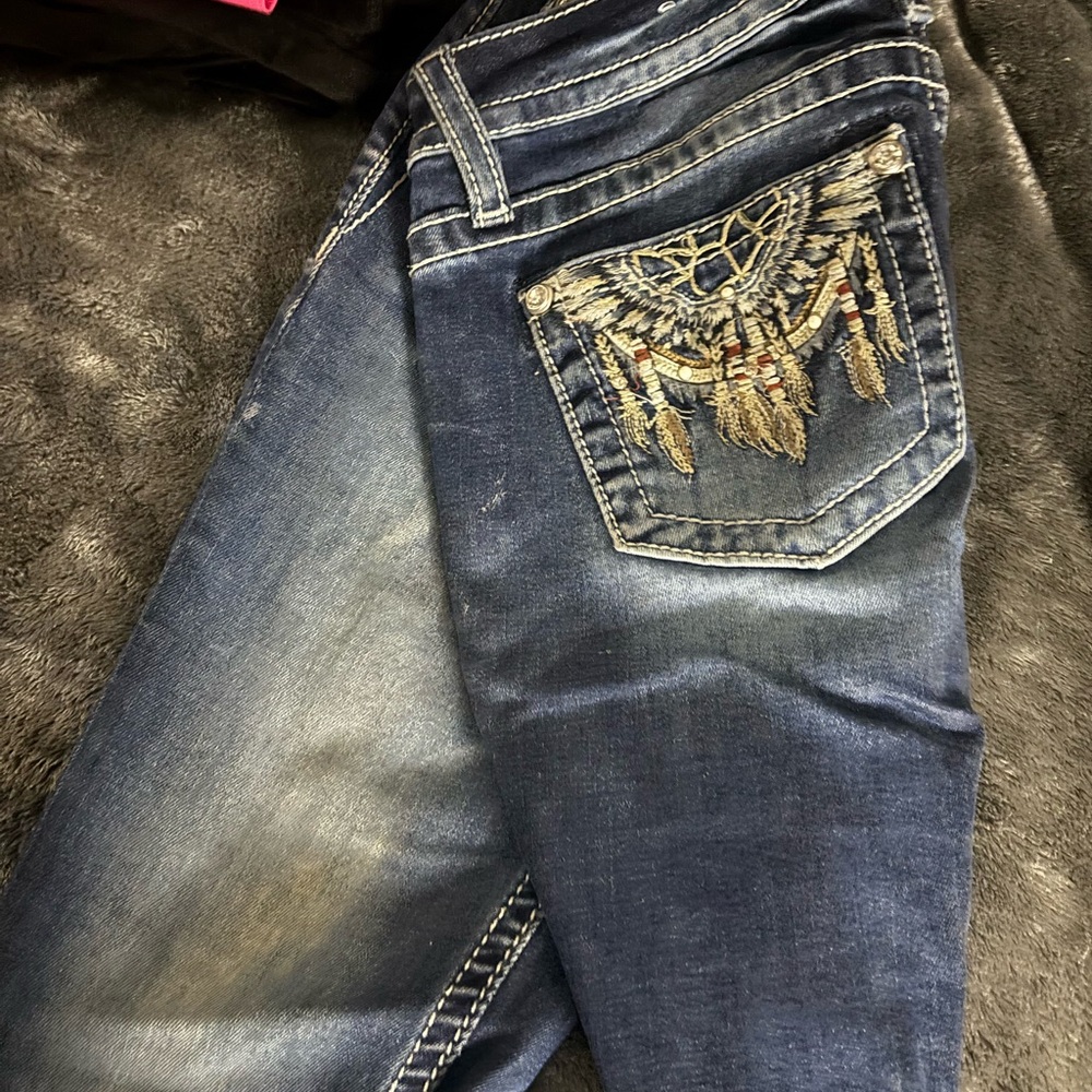 Miss Me Women's Boot Cut Jeans - Blue with Embroidery